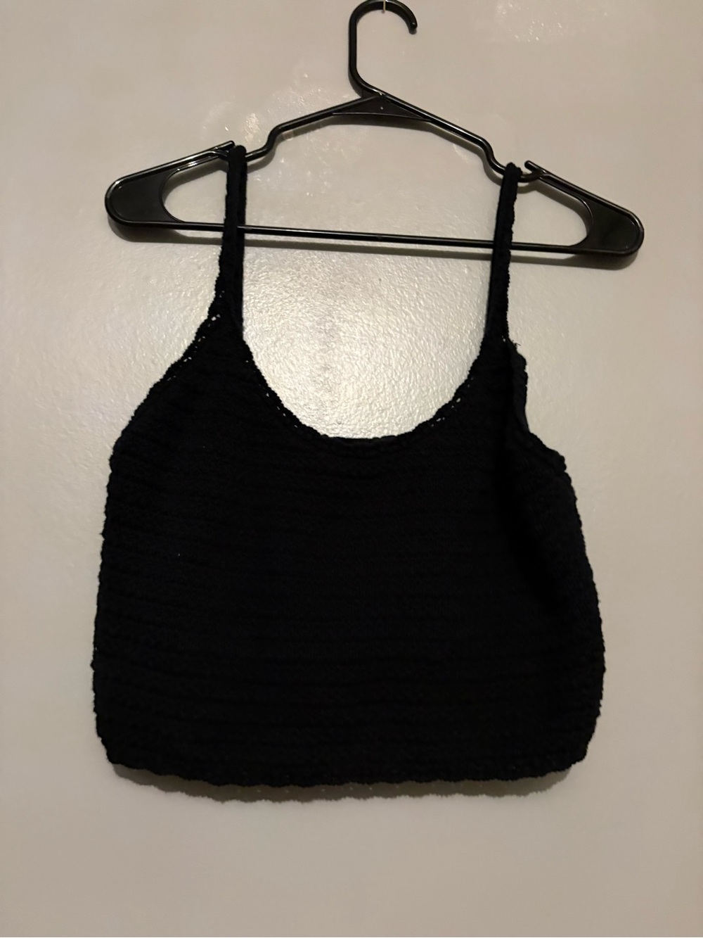 Black Knit Cropped Camisole Tank Top - Women